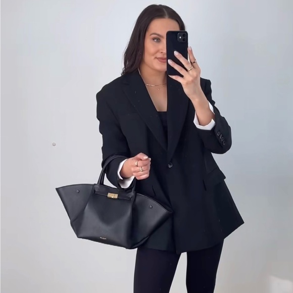 Zara oversize blazer mom boyfriend casual black suit jacket - Picture 2 of 12